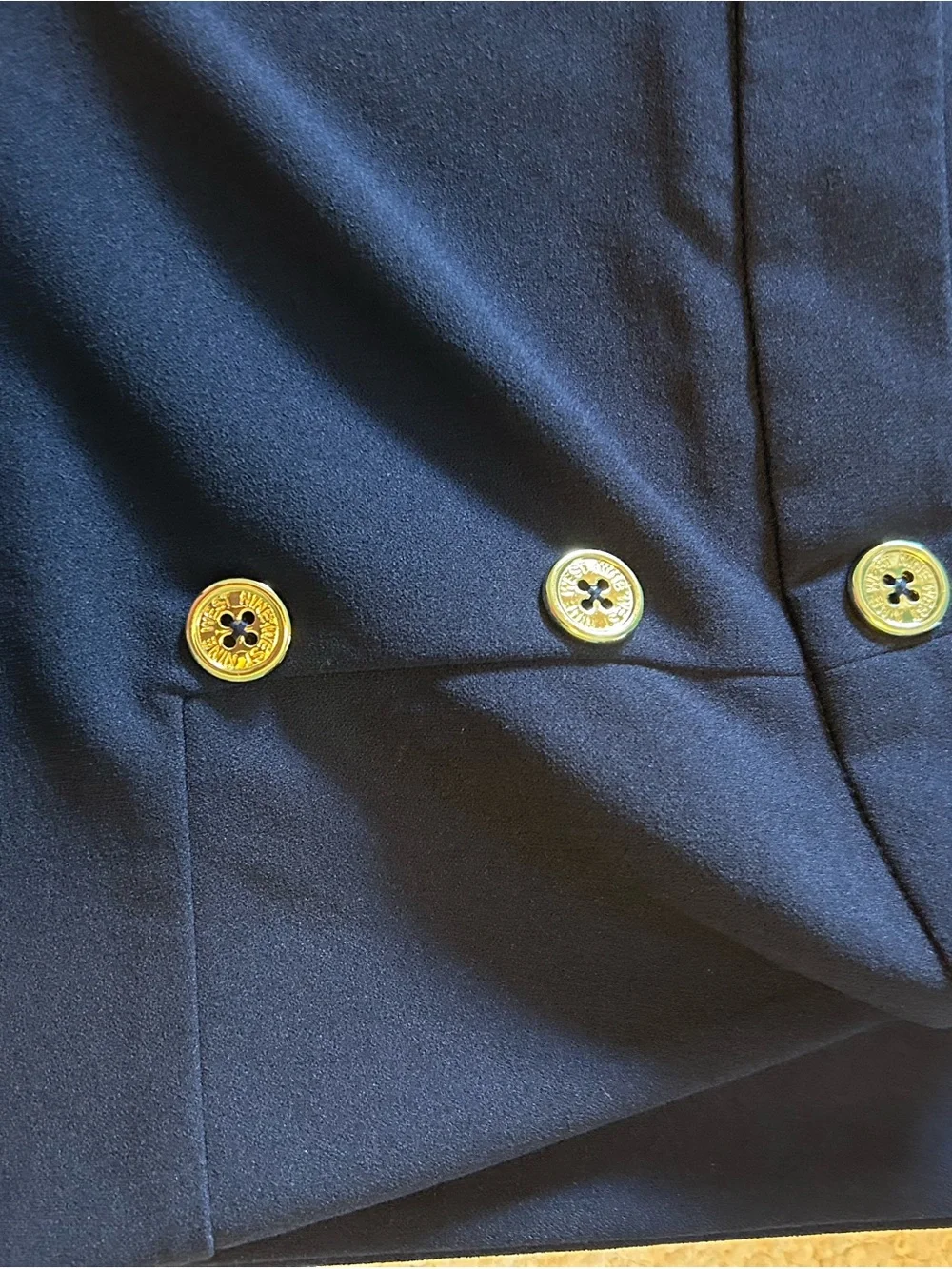 Nine West Navy Sailor-Style Trousers with Gold Buttons